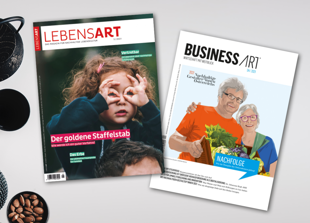 Die beiden Cover der LEBENSART 5 und BUSINESSART 4 2021.