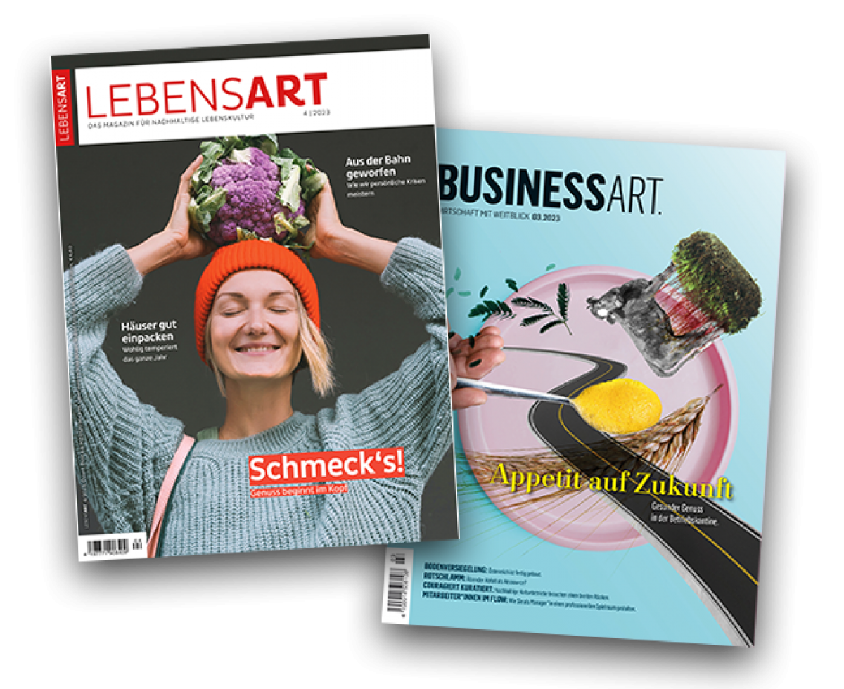 Die beiden Cover der aktuellen LEBENSART und BUSINESSART.